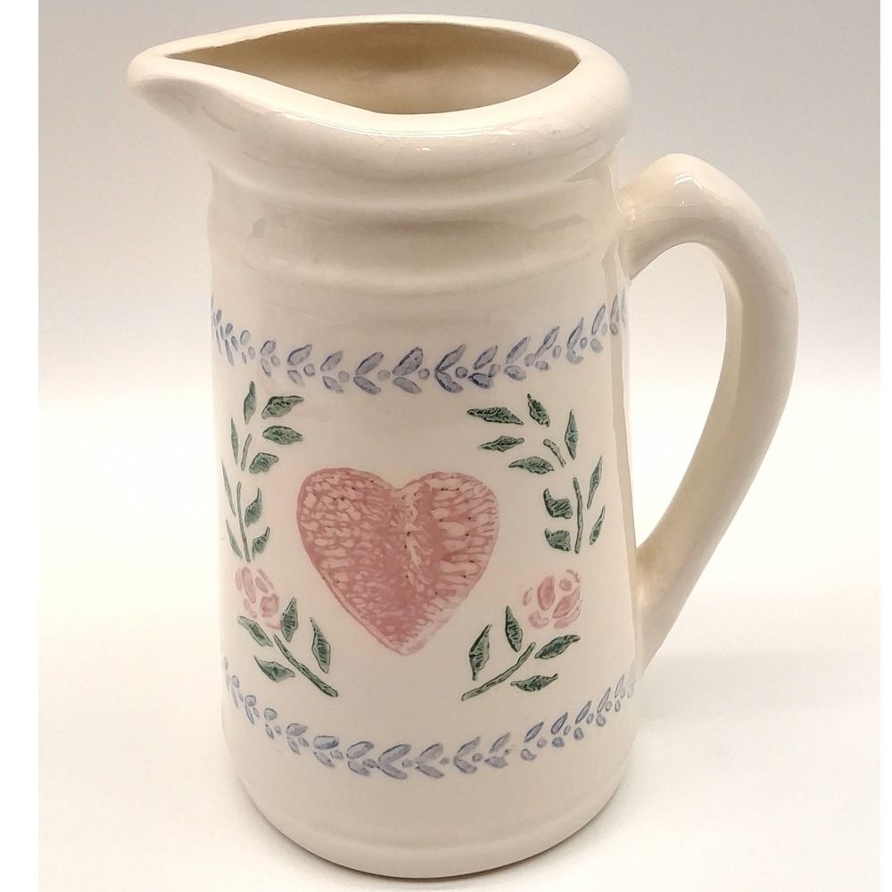 Vintage 1980s Heart Theme Decorative Pitcher Cottagecore Country Kitchen Granny